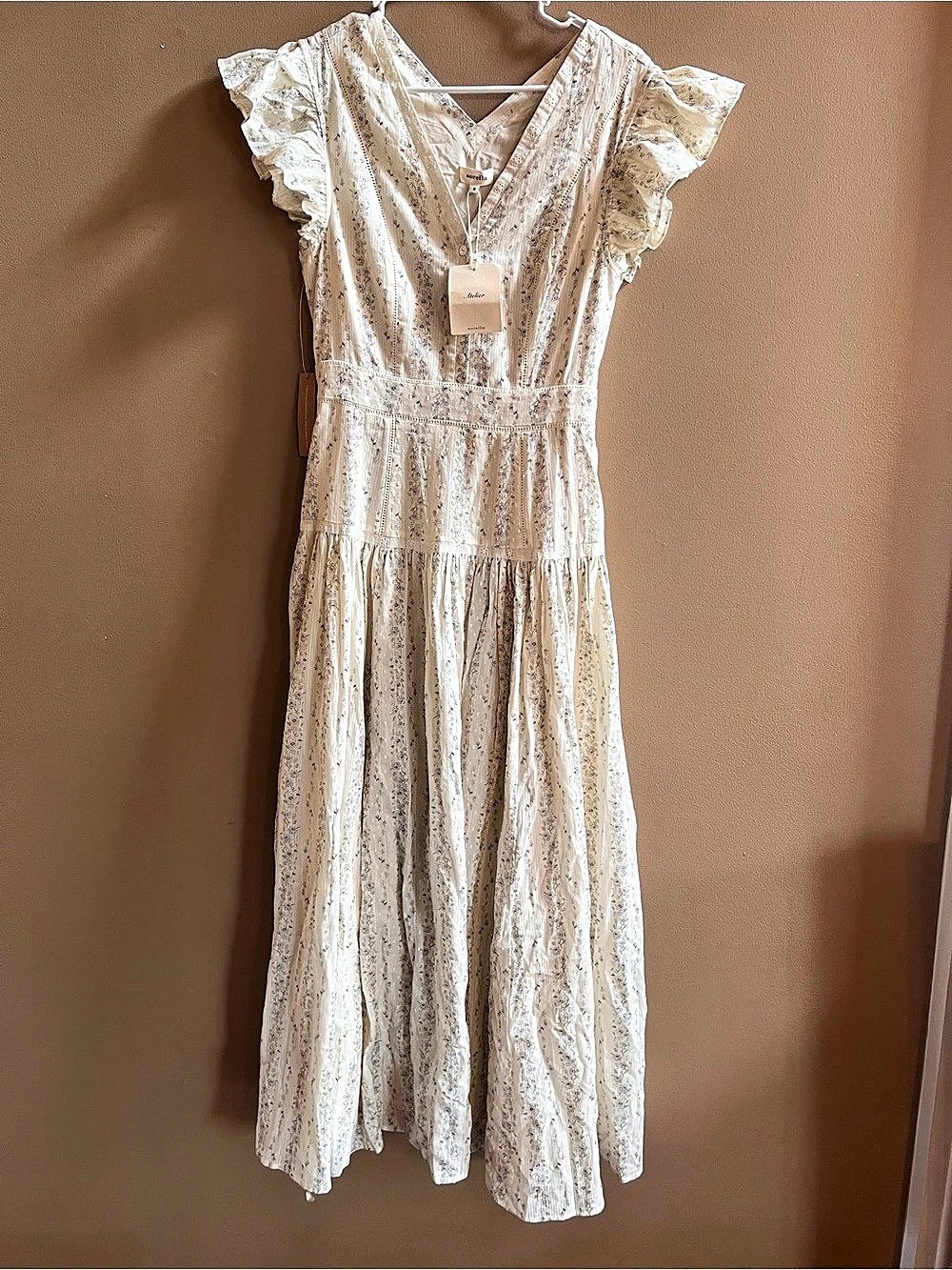 NWT Sorella Atelier Floral Embroidered Midi Dress Size 4